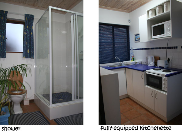 shower and fully-equipped kitchenette